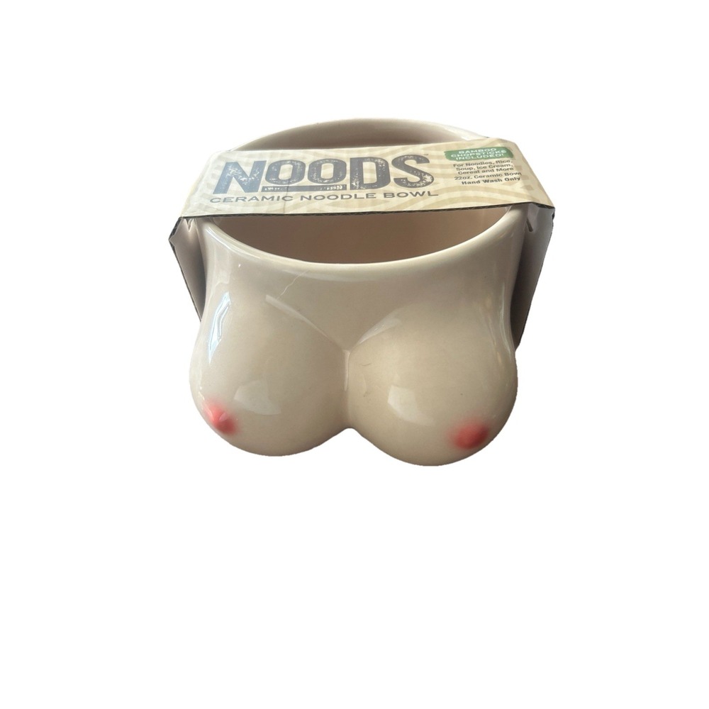 Spencer's Breast Shaped Pink Ceramic Bowl noodle Novelty Gift Read